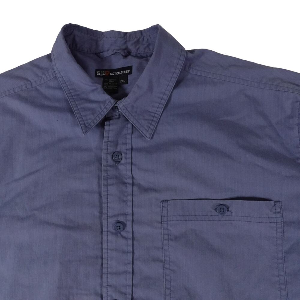 5.11 Tactical Series Performance Button Up Blue Short Sleeve Shirt Men's 2XL